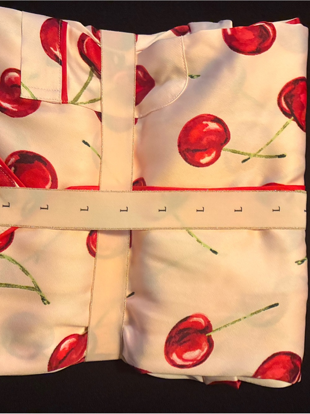 Victoria's Secret Pink Cherry Satin Pajama Set with Red Cherry Print - Picture 2 of 3